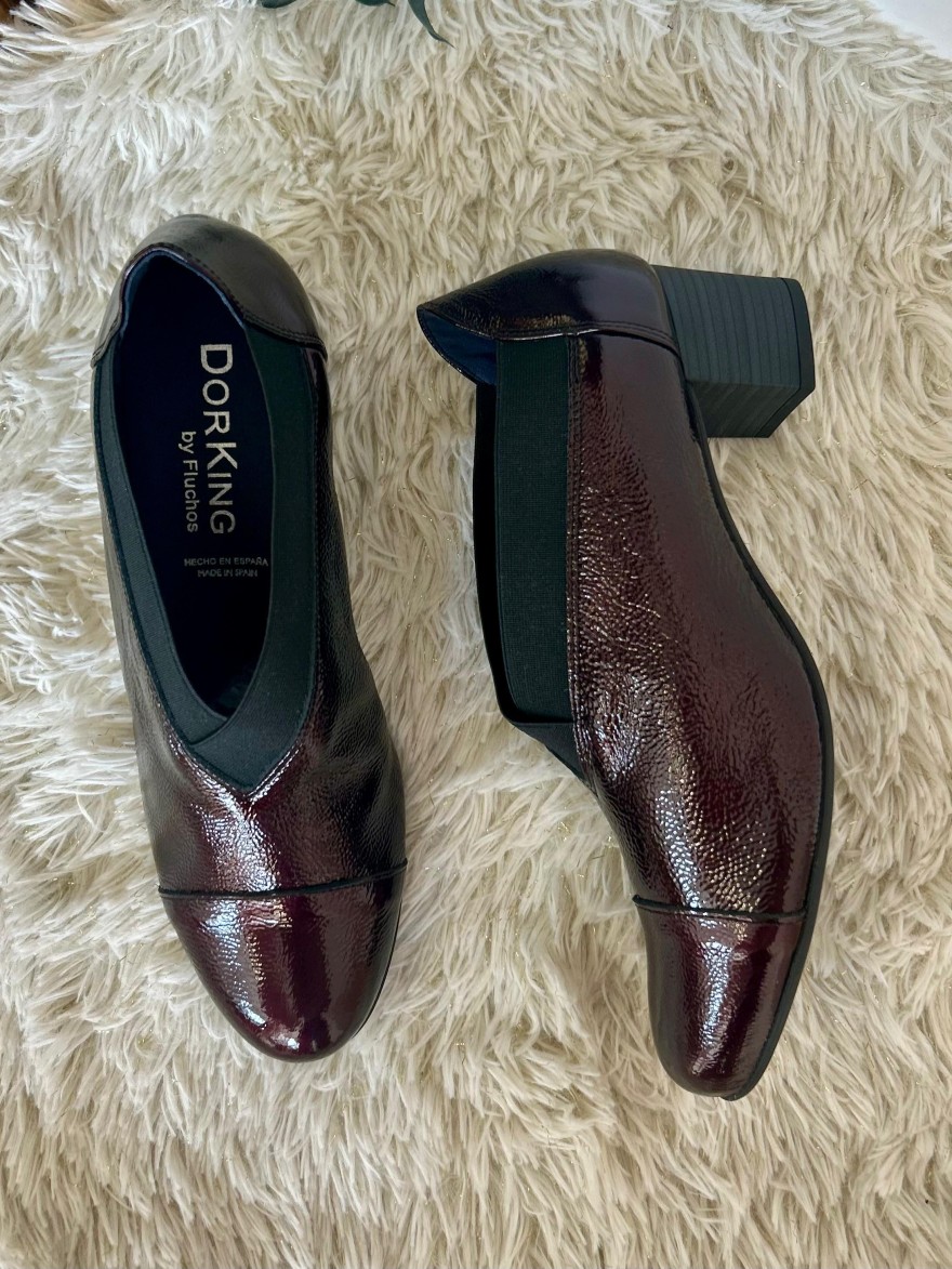 Escarpin Confort Dorking D8638 Vernis Bordeaux & Talon 4,5 cm | Marina & Paloma