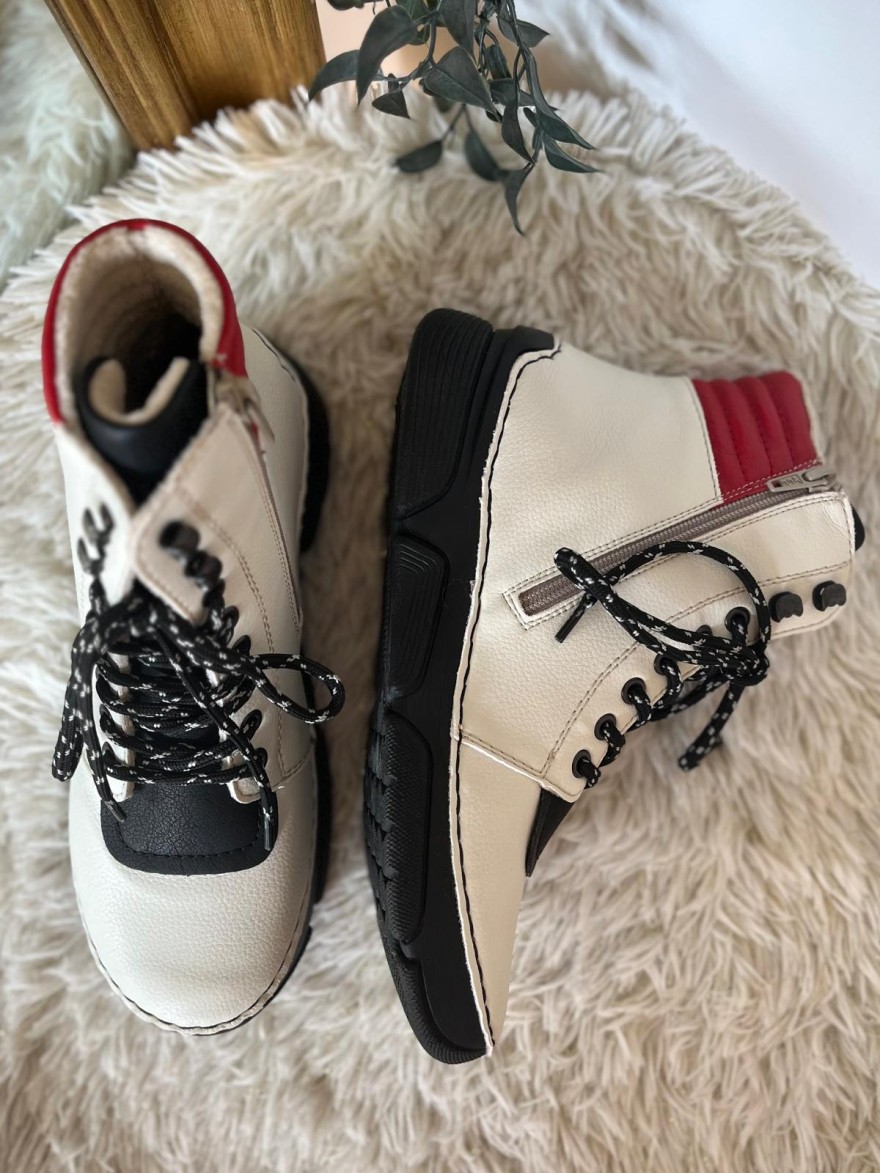 Bottine Rieker 45904-60 Écrue & Imprimé Animalier Chic | Marina & Paloma