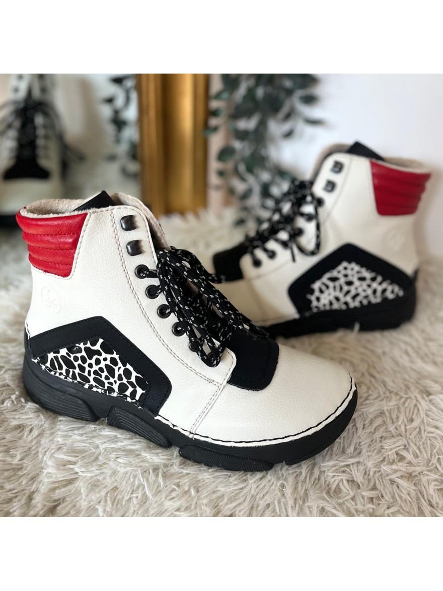 Bottine Rieker 45904-60 Écrue & Imprimé Animalier Chic | Marina & Paloma