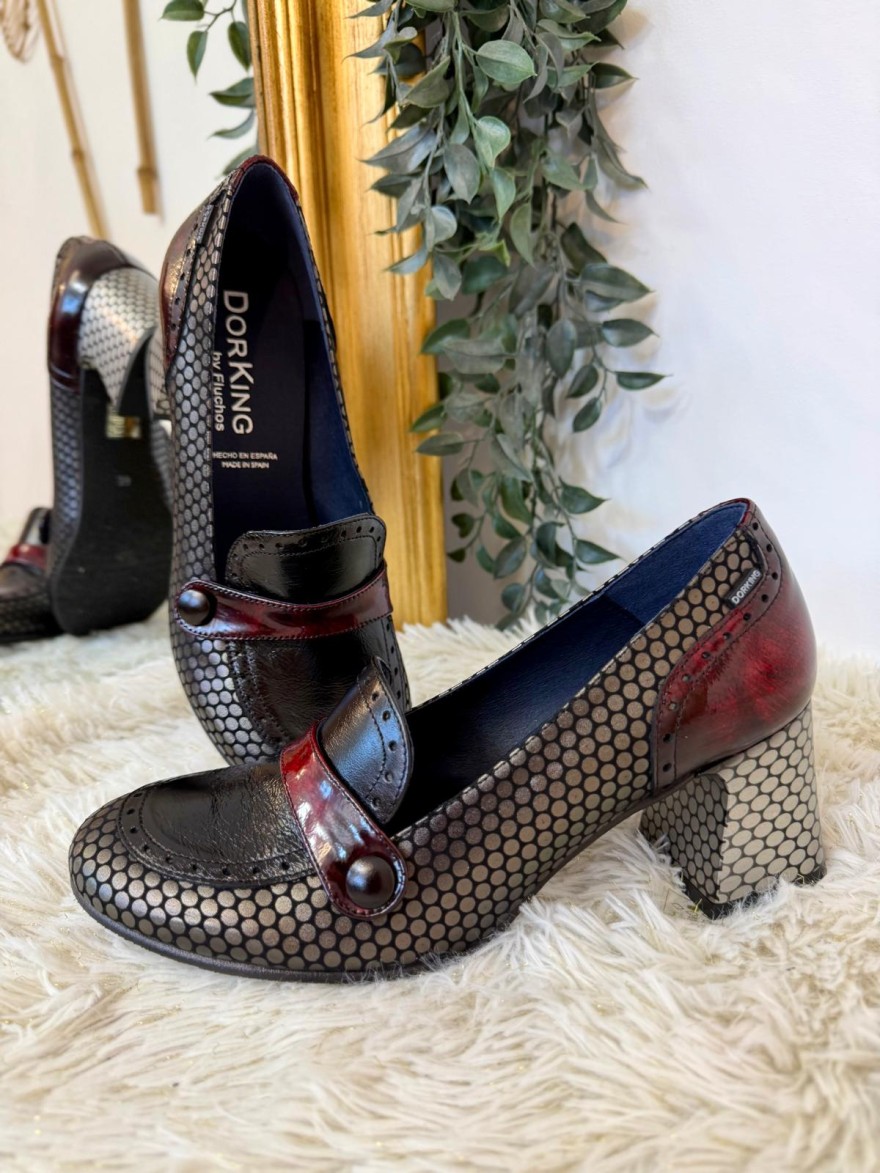 Mocassin à Talon Dorking Dacy D9614 Bordeaux en Cuir | Marina & Paloma