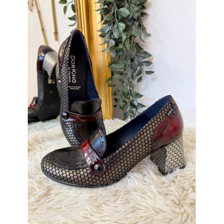 Mocassin à Talon Dorking Dacy D9614 Bordeaux en Cuir | Marina & Paloma