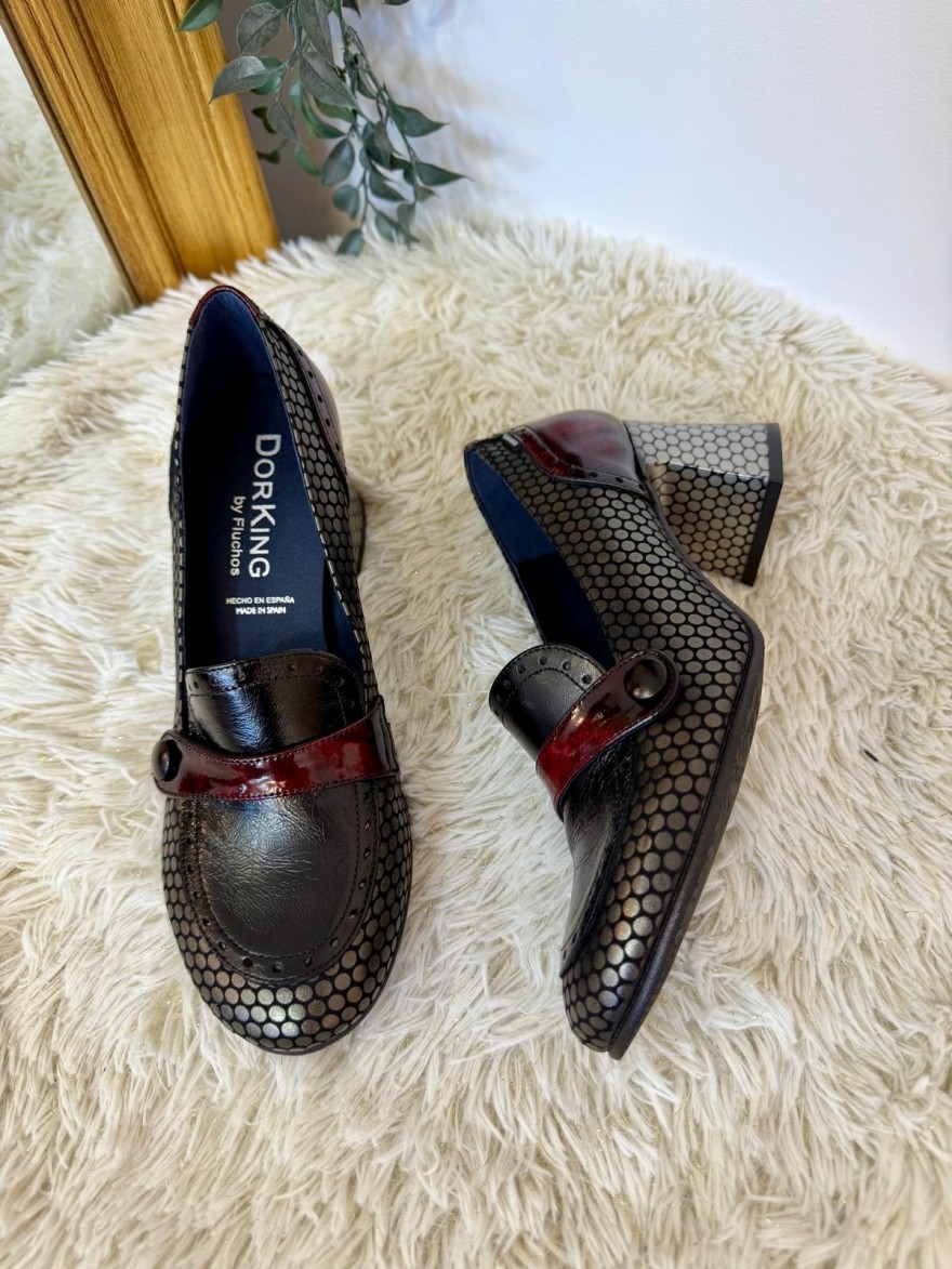 Mocassin à Talon Dorking Dacy D9614 Bordeaux en Cuir | Marina & Paloma
