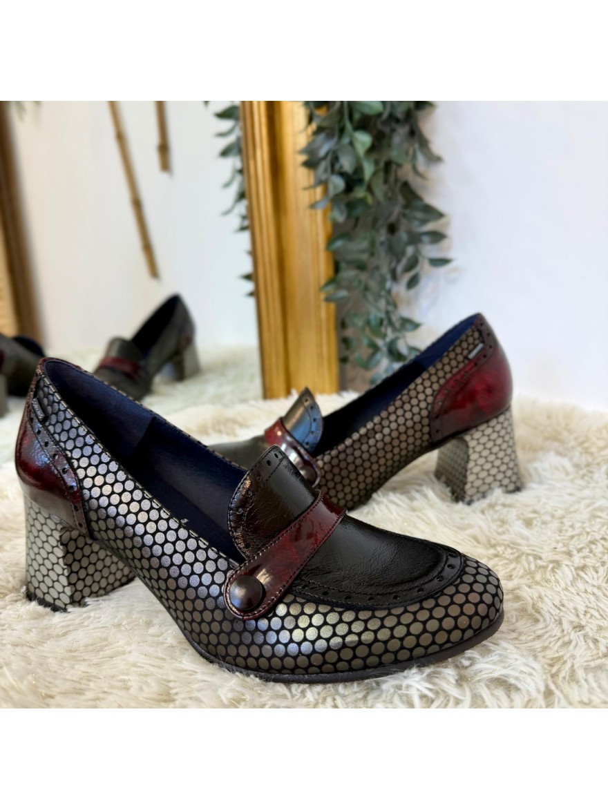 Mocassin à Talon Dorking Dacy D9614 Bordeaux en Cuir | Marina & Paloma