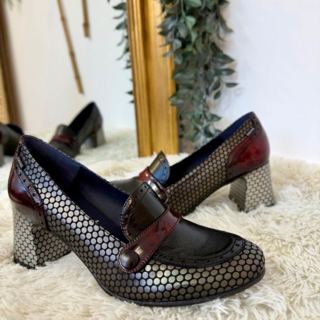 Mocassin à Talon Dorking Dacy D9614 Bordeaux en Cuir | Marina & Paloma