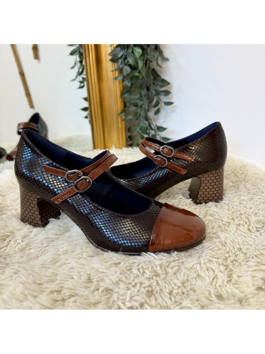 Babies à Talon Dorking Dacy D9617 Camel en Cuir Verni | Marina & Paloma