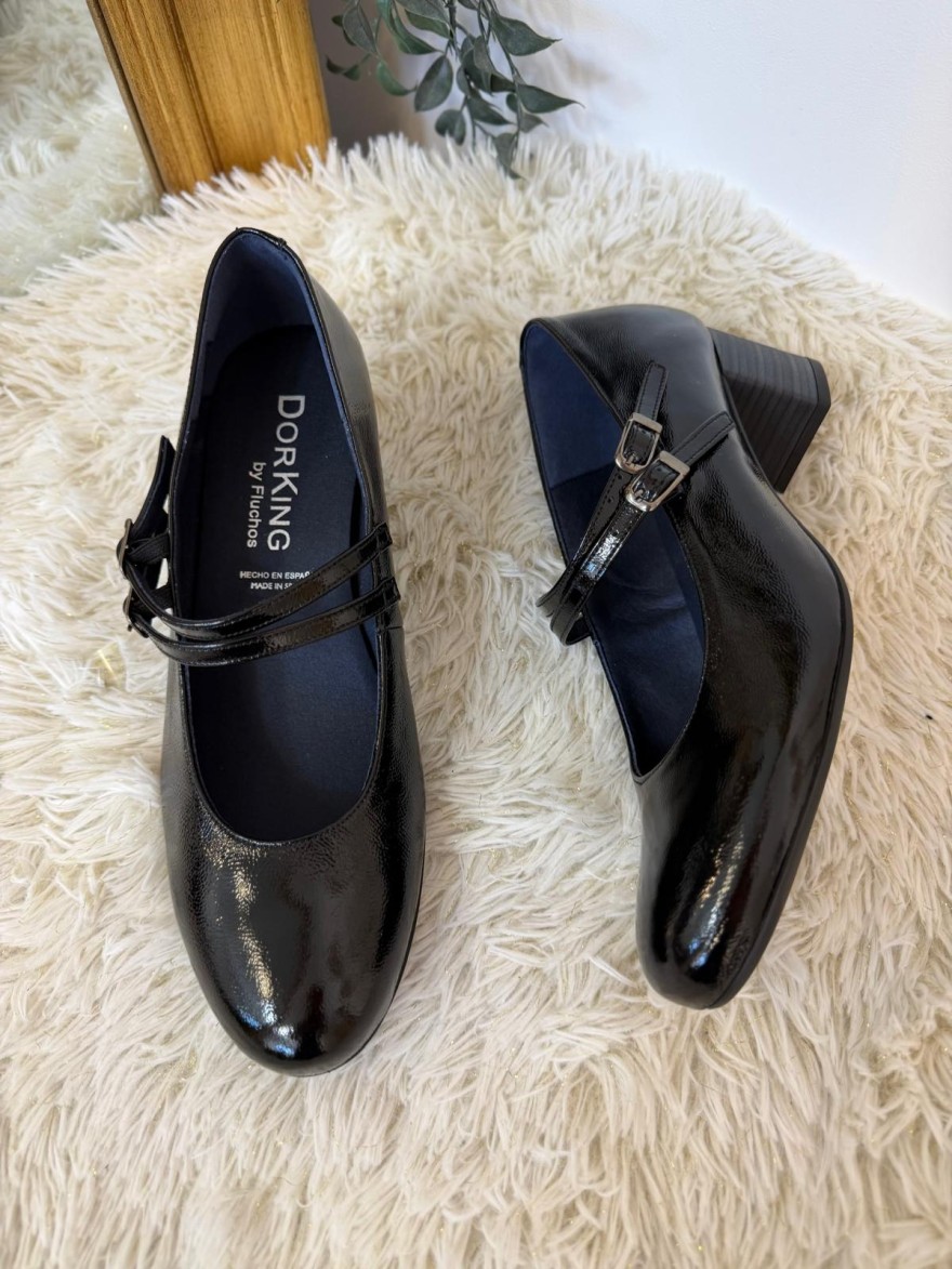 Escarpin Dorking Geminis D9695 Vernis Noir Double Bride | Marina & Paloma