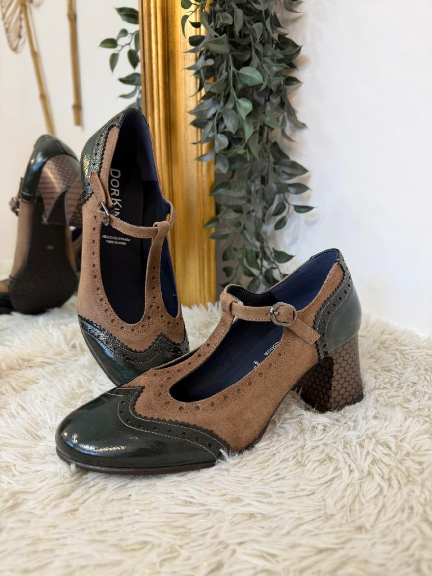Babies Salomé Dorking Dacy D9618 Beige Kaki à Talon | Marina & Paloma