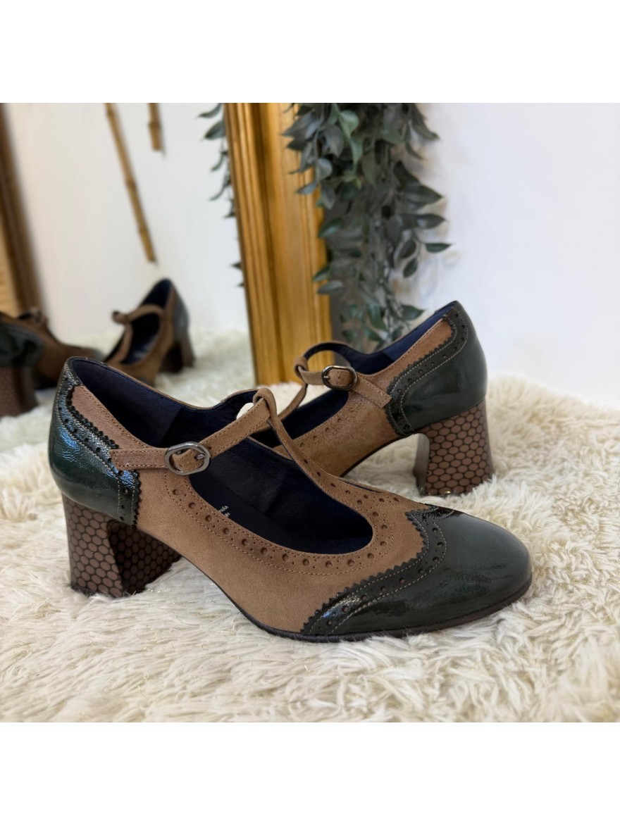 Babies Salomé Dorking Dacy D9618 Beige Kaki à Talon | Marina & Paloma