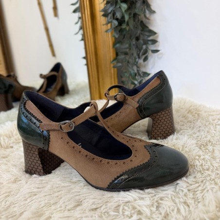Babies Salomé Dorking Dacy D9618 Beige Kaki à Talon | Marina & Paloma