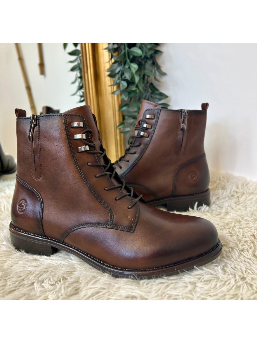 Bottine à Lacets Remonte D0F82-22 Cuir Cognac Patiné | Marina & Paloma