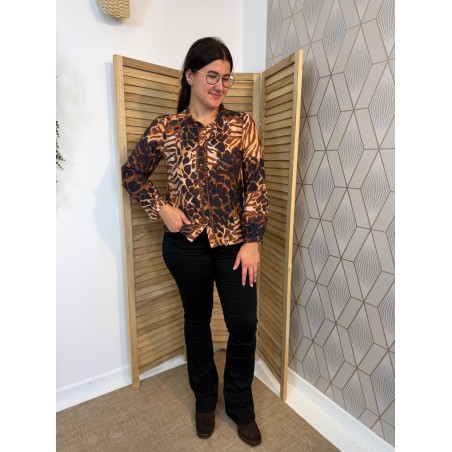 Chemise Marron By One Imprimé Animalier & Coupe Fluide | Marina & Paloma