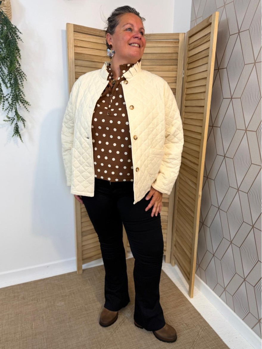Veste Matelassée Beige Maelle 100% Coton Grande Taille | Marina & Paloma