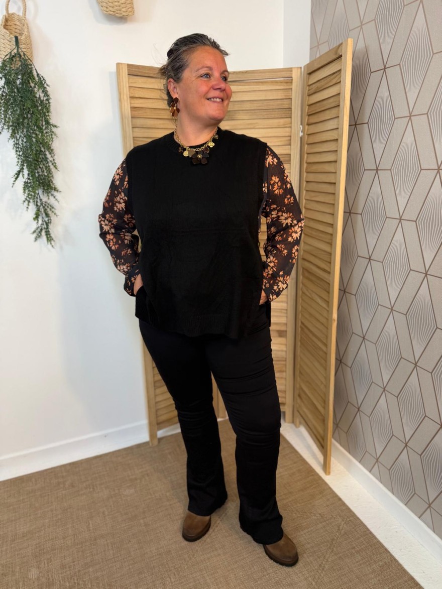 Pull Sans Manche Grande Taille Vivichy Marron Chocolat | Marina & Paloma