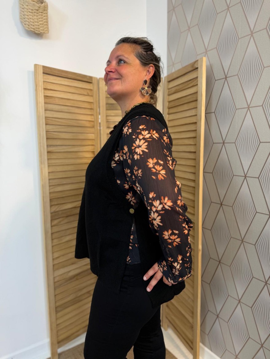 Pull Sans Manche Grande Taille Vivichy Marron Chocolat | Marina & Paloma