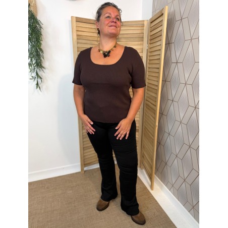 Pull Manche Courte Côtelé Grande Taille Vivichy Ajusté | Marina & Paloma
