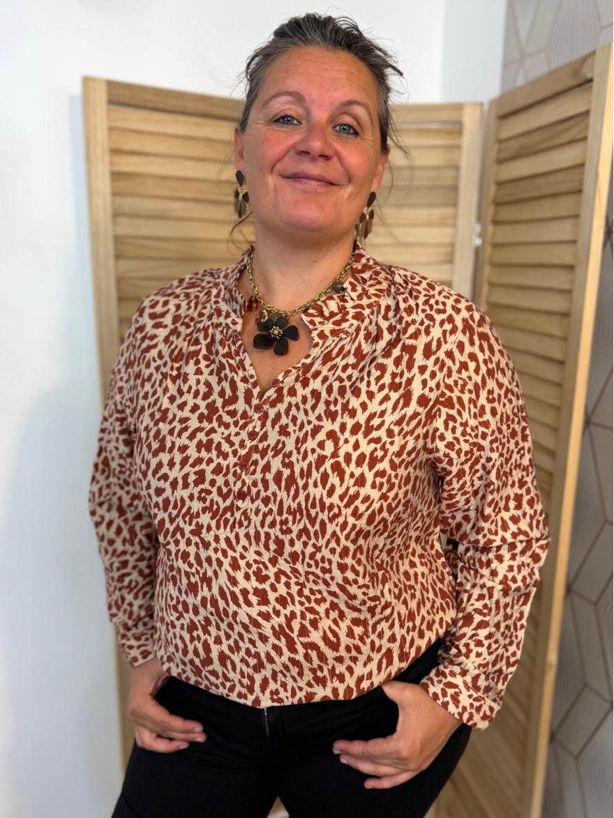 Chemise Christy Léopard Bordeaux Grande Taille Femme | Marina & Paloma