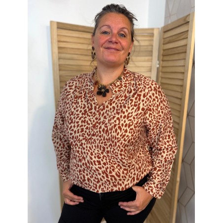 Chemise Christy Léopard Bordeaux Grande Taille Femme | Marina & Paloma