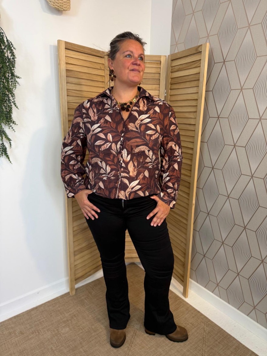 Chemise Christy Grande Taille Imprimé Feuillage Automnal | Marina & Paloma