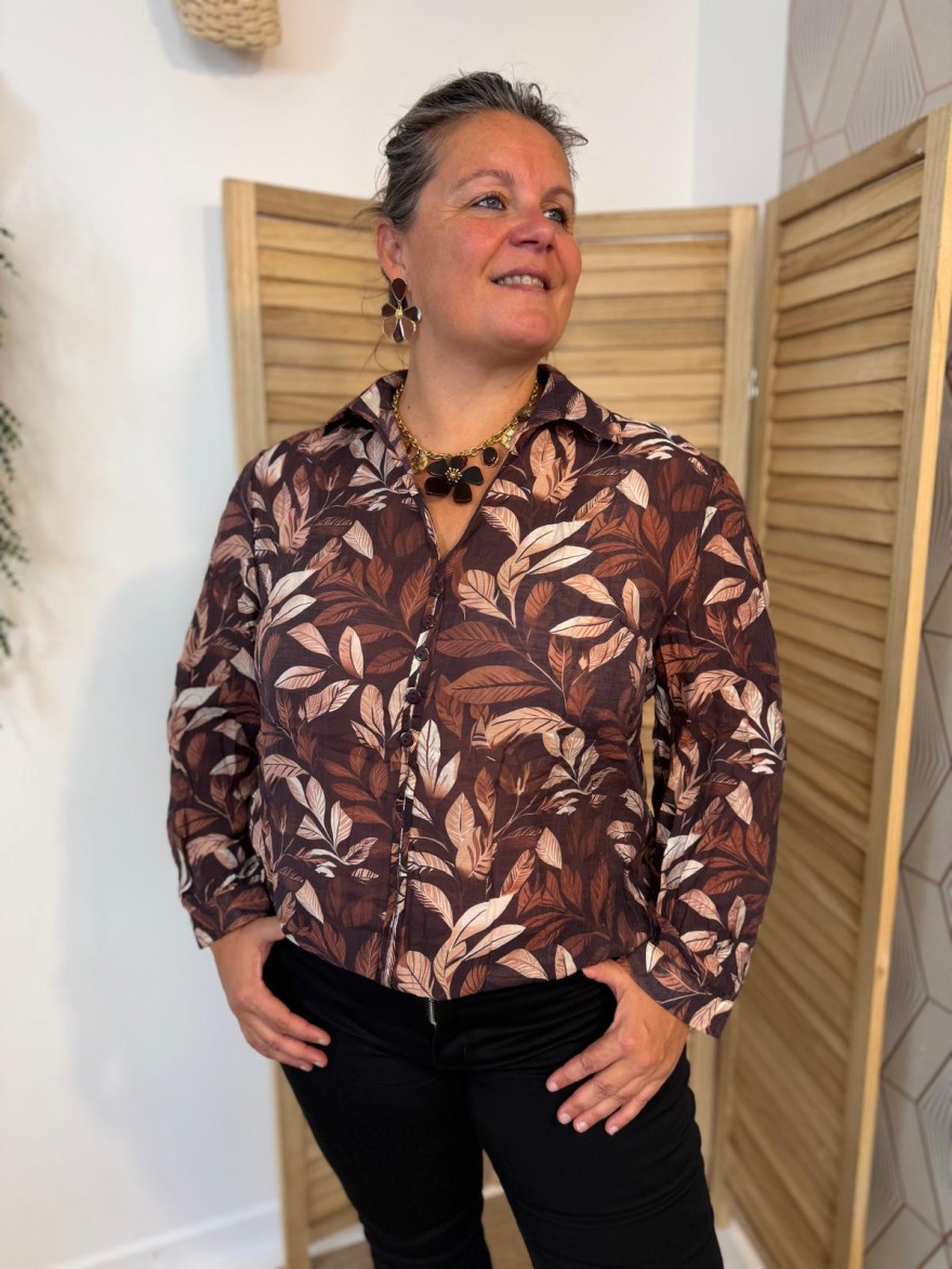 Chemise Christy Grande Taille Imprimé Feuillage Automnal | Marina & Paloma