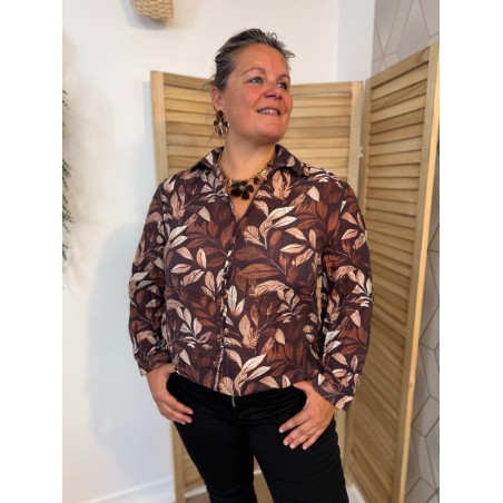 Chemise Christy Grande Taille Imprimé Feuillage Automnal | Marina & Paloma