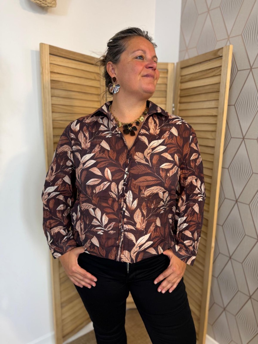Chemise Christy Grande Taille Imprimé Feuillage Automnal | Marina & Paloma