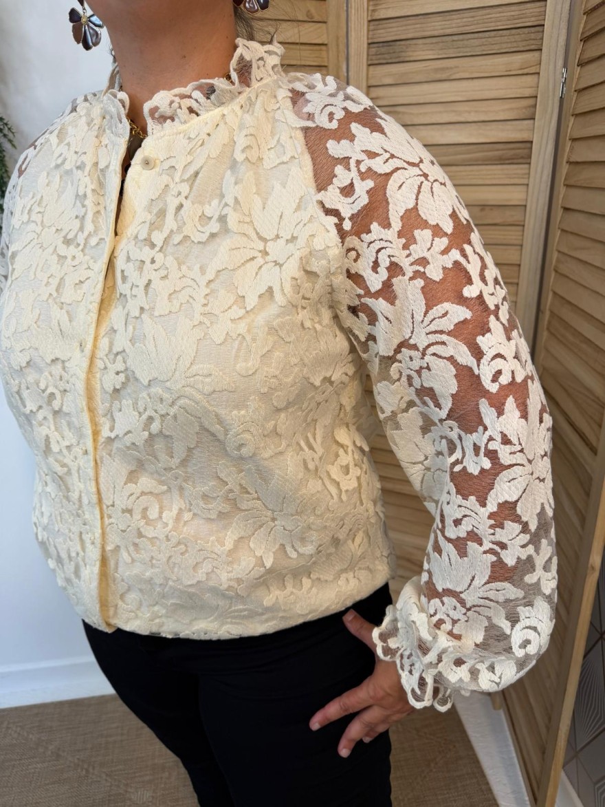 Chemise Dentelle Beige Maelle Grande Taille Romantique | Marina & Paloma