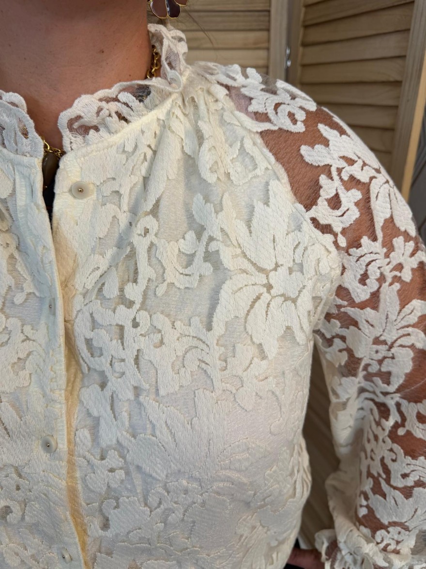 Chemise Dentelle Beige Maelle Grande Taille Romantique | Marina & Paloma
