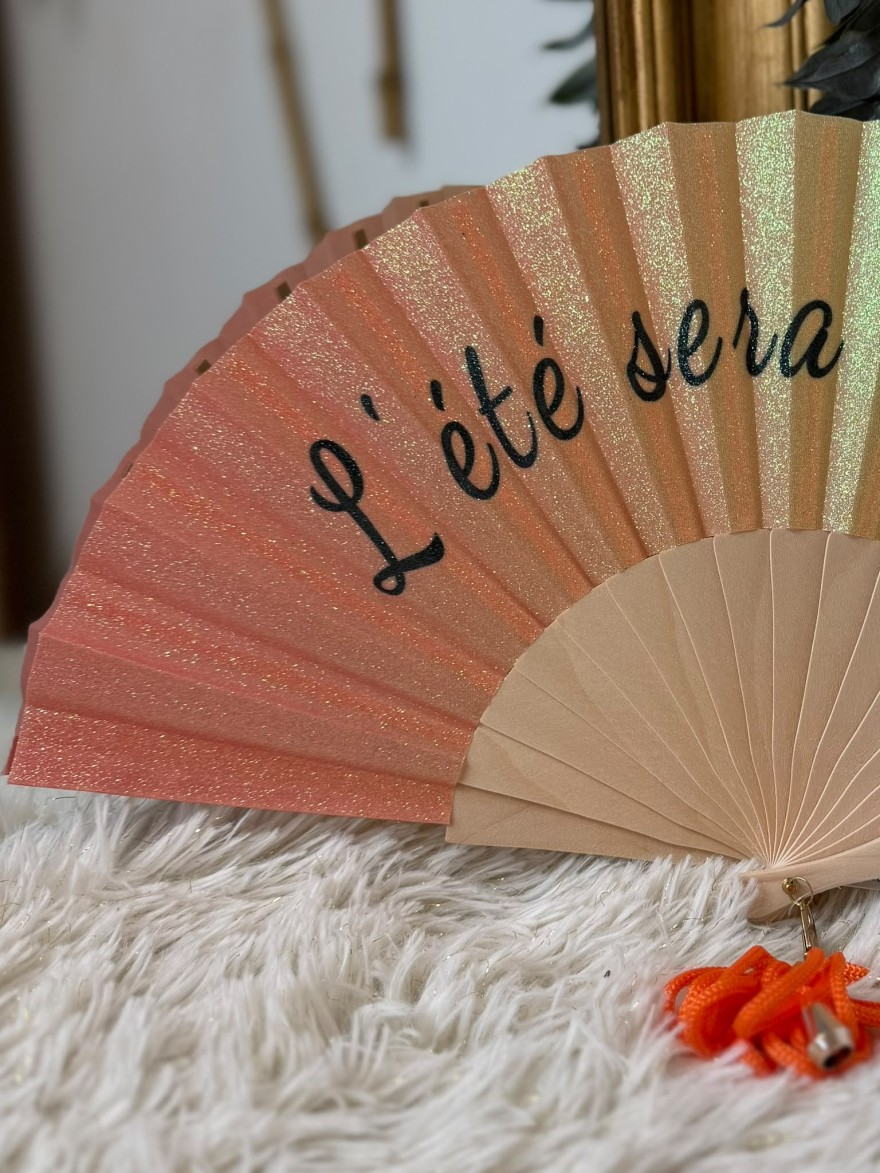 Eventail à Paillettes L'été sera chaud avec Cordon | Marina & Paloma