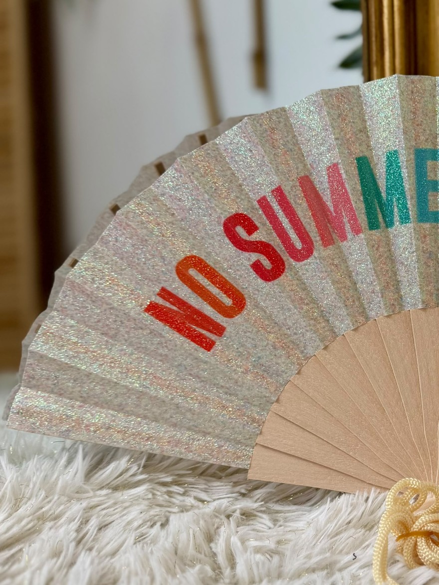 Éventail Pailleté No Summer Body avec Cordon | Marina & Paloma