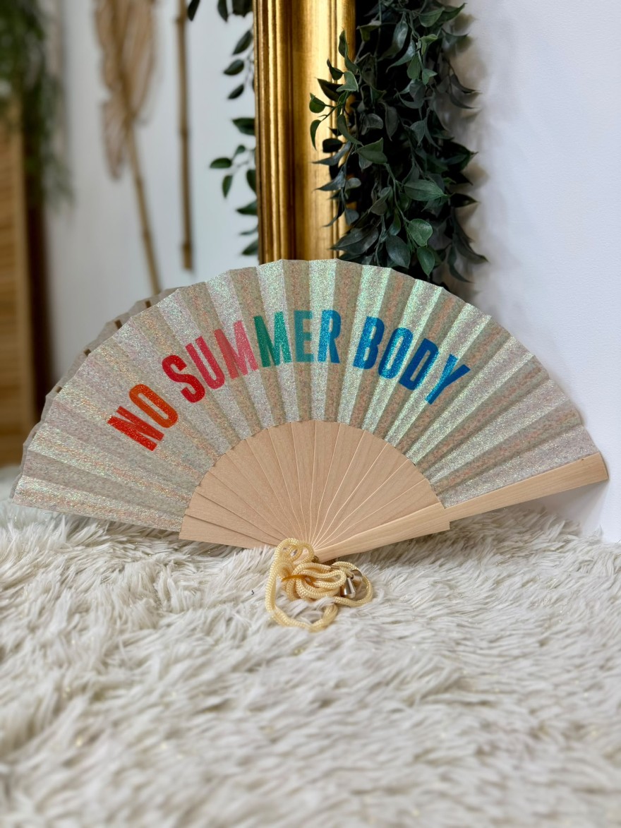 Éventail Pailleté No Summer Body avec Cordon | Marina & Paloma