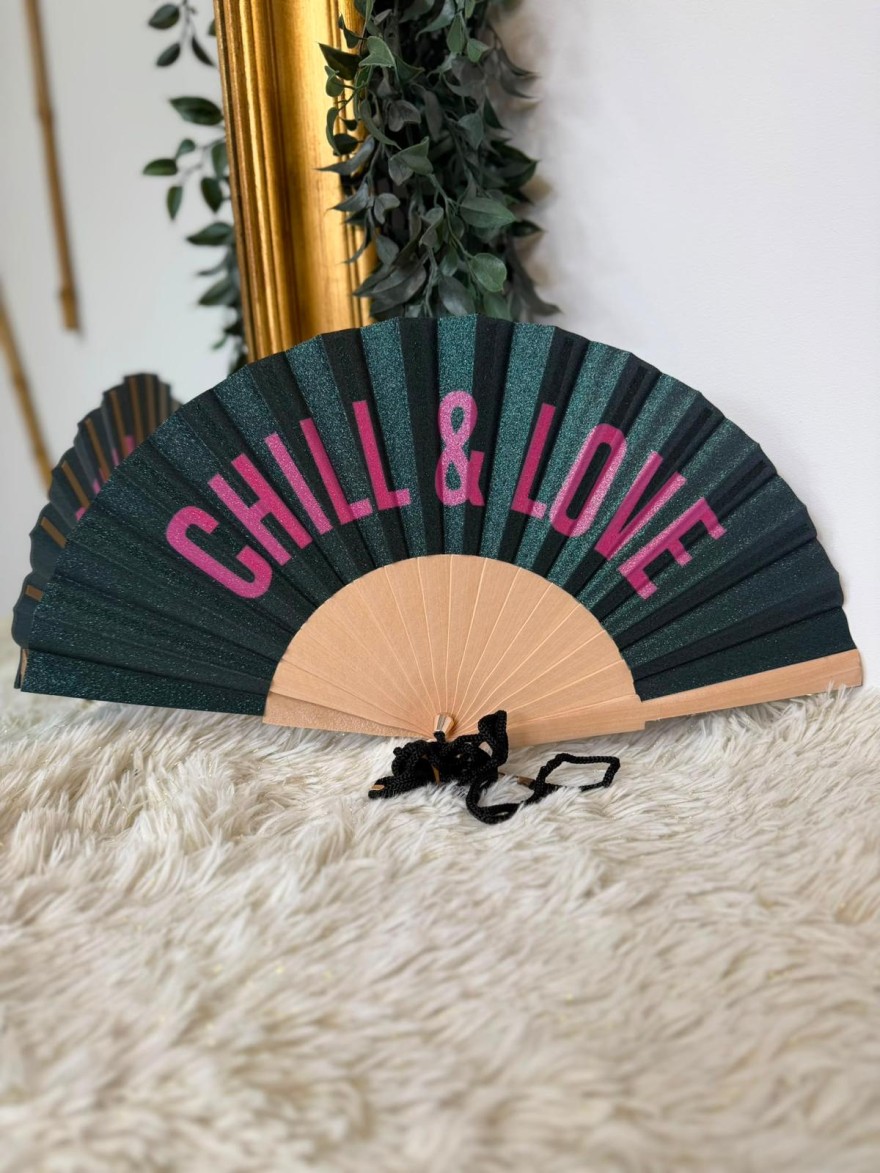 Éventail à paillettes CHILL & LOVE | Marina & Paloma