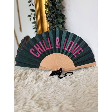 Éventail à paillettes CHILL & LOVE | Marina & Paloma