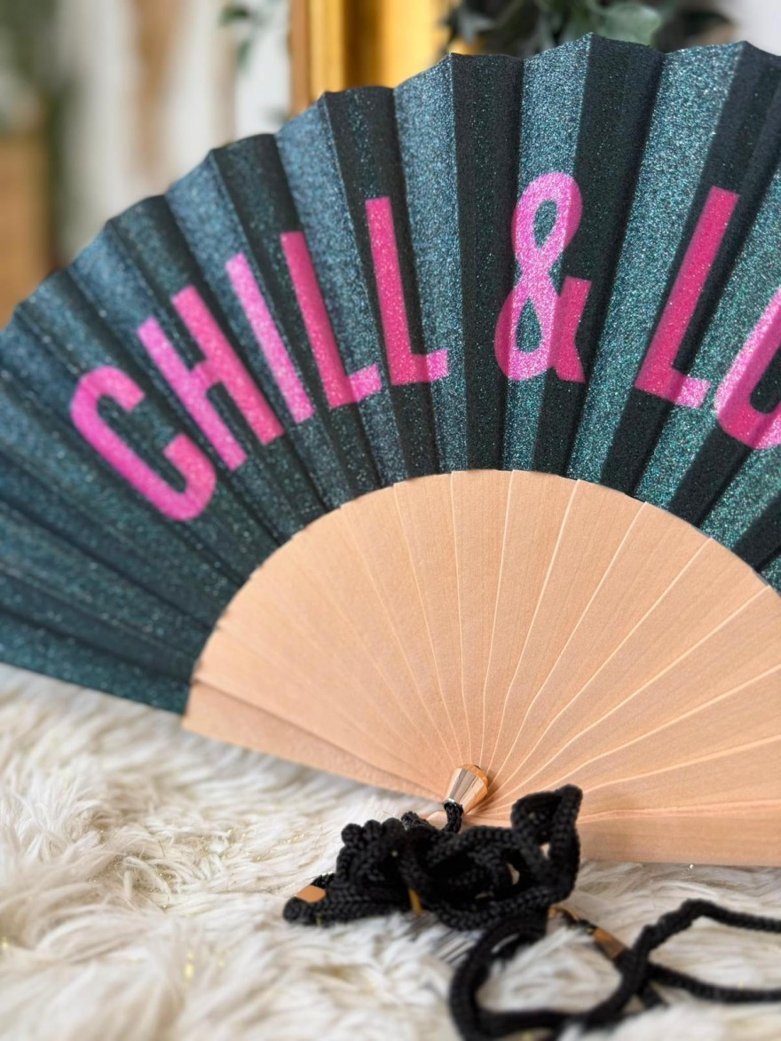 Éventail à paillettes CHILL & LOVE | Marina & Paloma