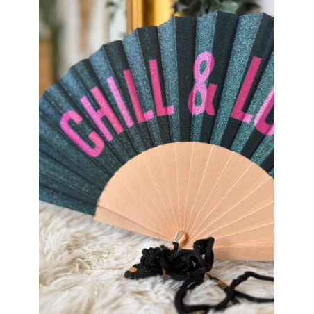 Éventail à paillettes CHILL & LOVE | Marina & Paloma