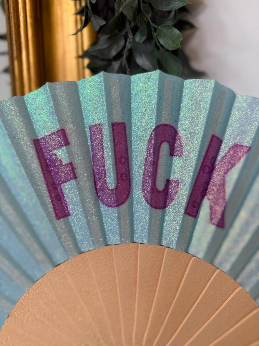 Éventail à paillettes FUCK Bleu | Marina & Paloma