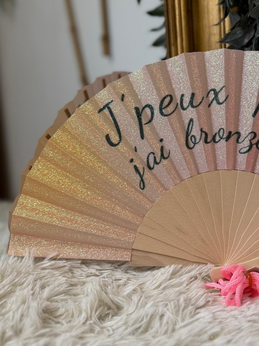 Éventail Pailleté J’peux Pas J’ai Bronzette | Marina & Paloma