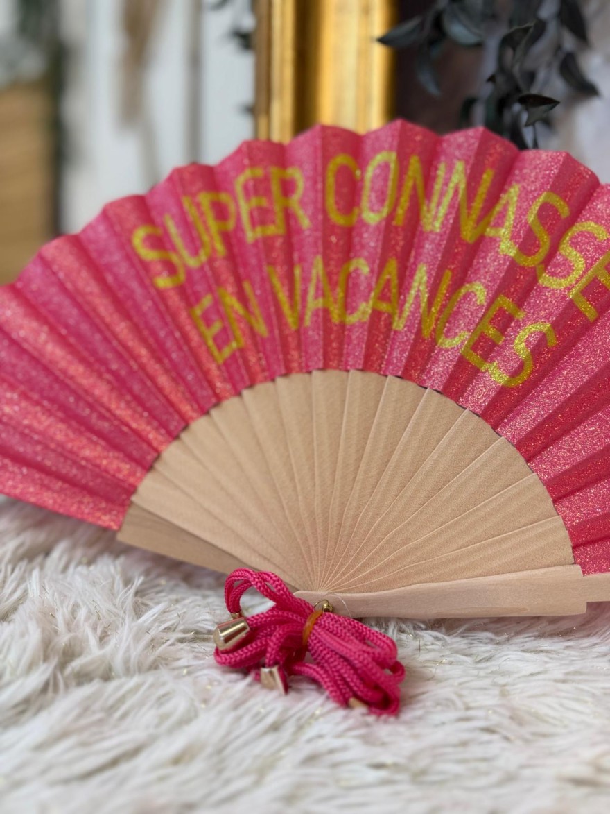 Éventail à paillettes Super Connasse en Vacances | Marina & Paloma
