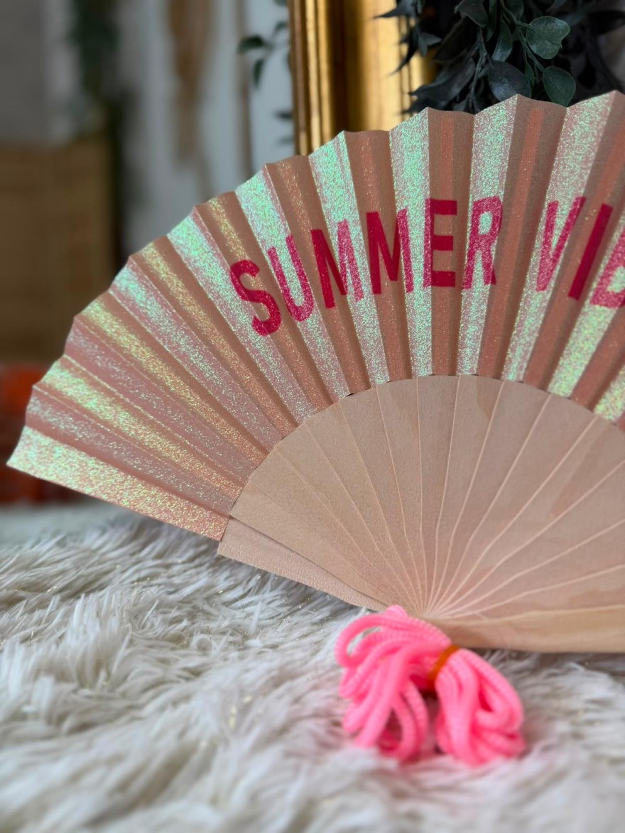 Éventail à Paillettes Summer Vibes Rose | Marina & Paloma
