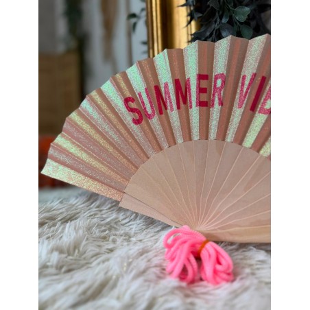 Éventail à Paillettes Summer Vibes Rose | Marina & Paloma
