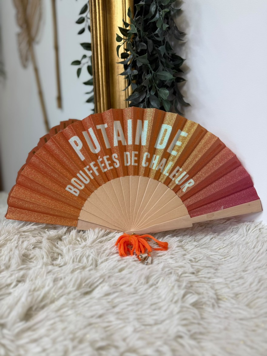 Éventail Pailleté Putain de Bouffées de Chaleur | Marina & Paloma