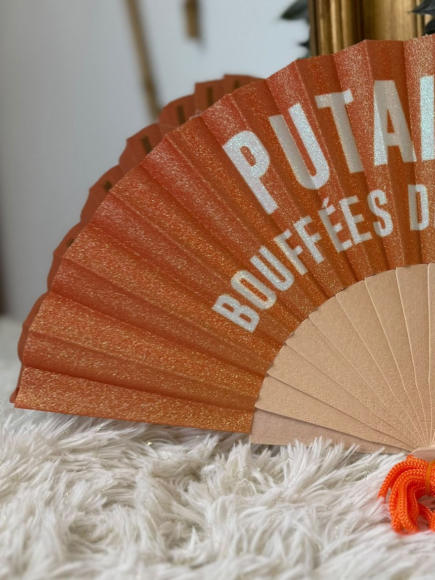 Éventail Pailleté Putain de Bouffées de Chaleur | Marina & Paloma