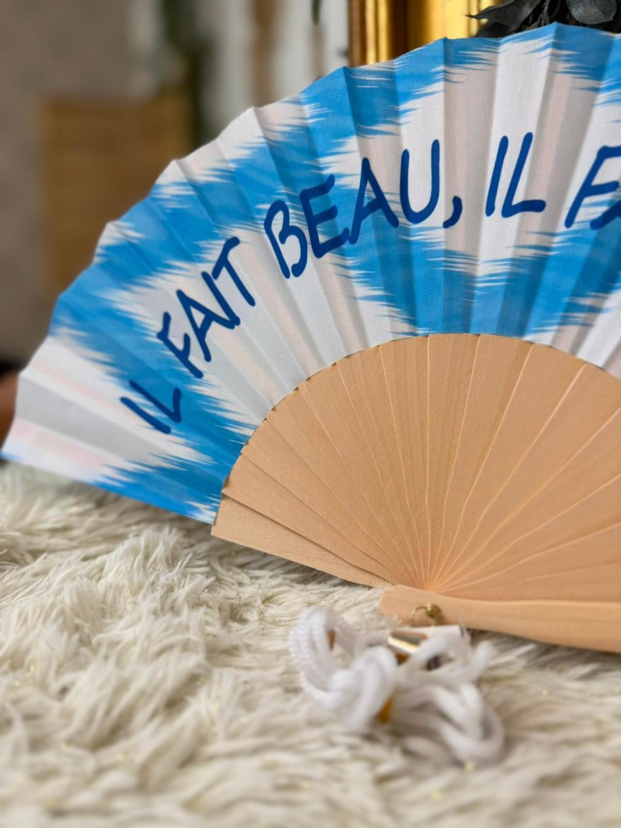 Éventail Il Fait Beau Il Fait Chaud Bleu | Marina & Paloma