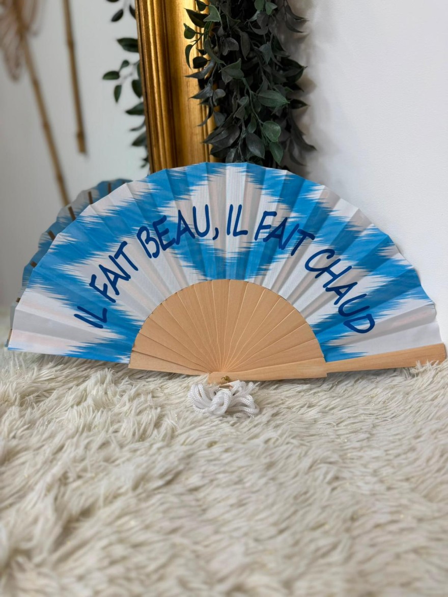 Éventail Il Fait Beau Il Fait Chaud Bleu | Marina & Paloma