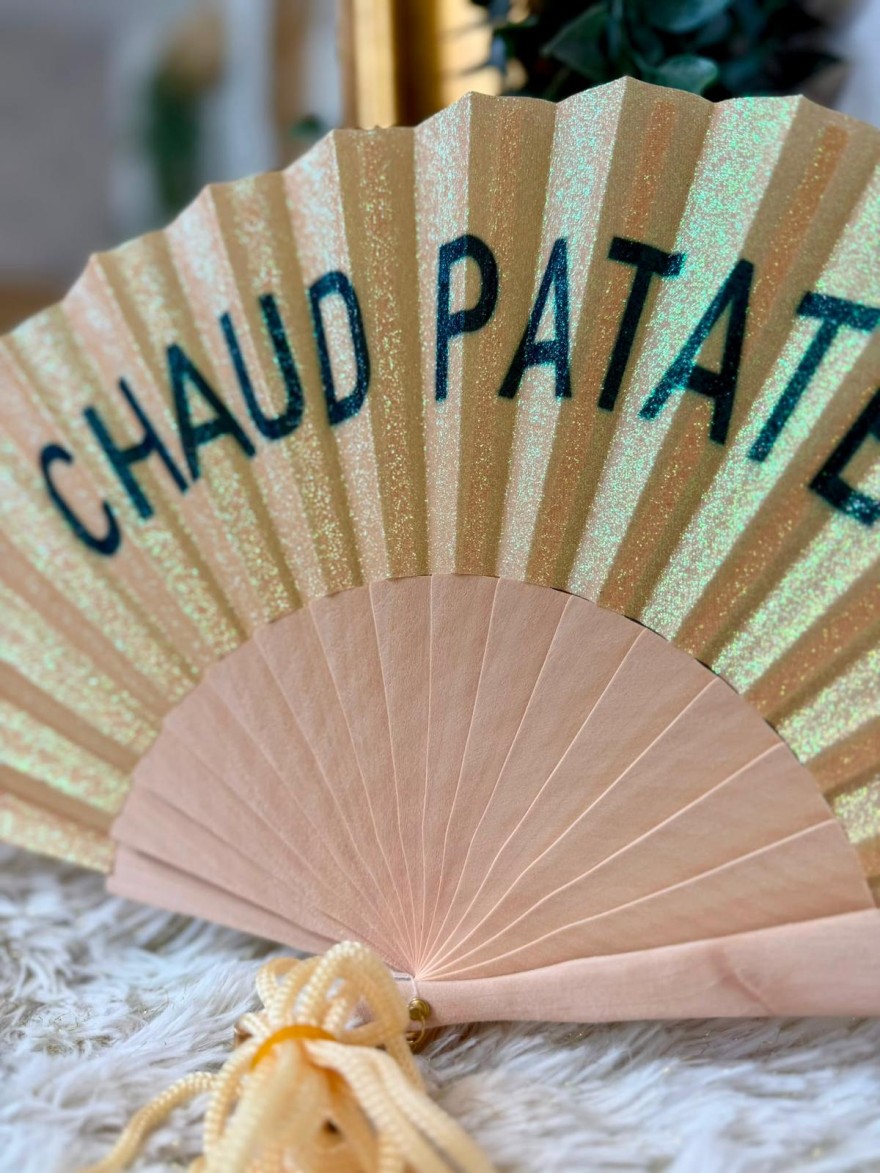 Éventail à Paillettes Chaud Patate Jaune | Marina & Paloma