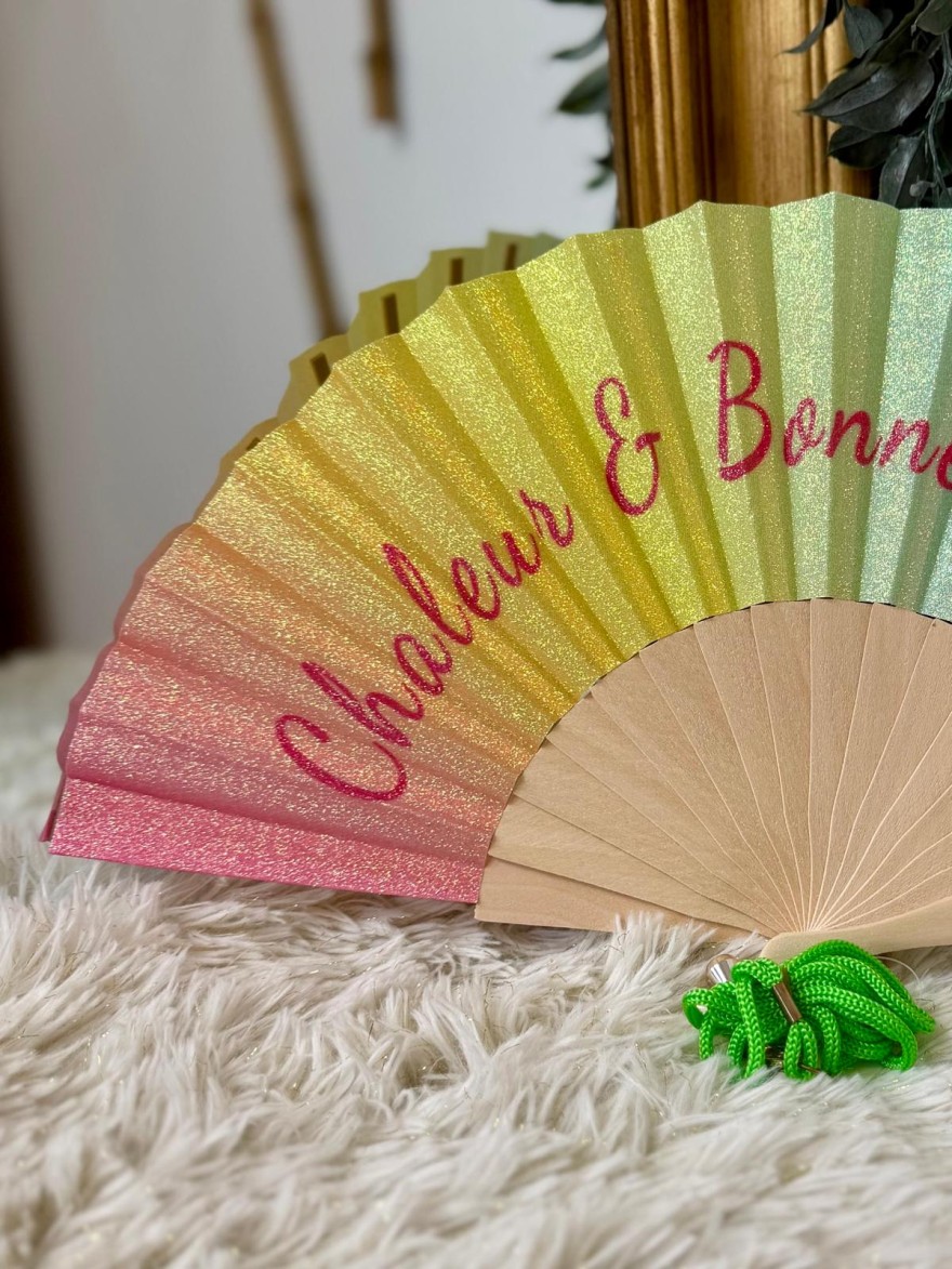 Éventail Pailleté Chaleur & Bonne Humeur | Marina & Paloma