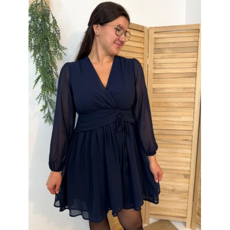 Robe Marine By One Fluide avec Taille Drapée Élégante | Marina & Paloma
