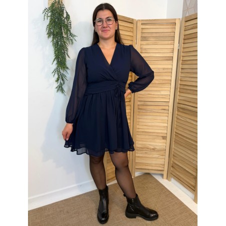 Robe Marine By One Fluide avec Taille Drapée Élégante | Marina & Paloma