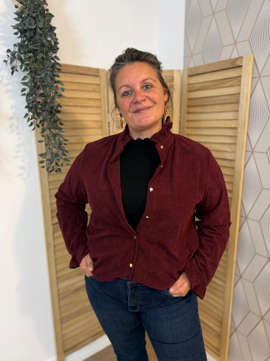 Surchemise Bordeaux By One Velours Côtelé Grande Taille | Marina & Paloma