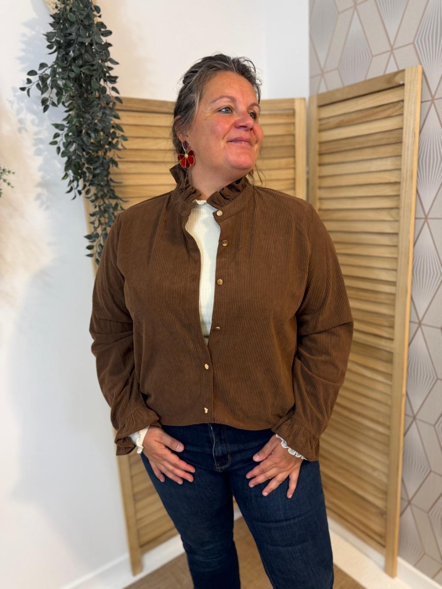 Surchemise Marron By One Velours Côtelé Grande Taille | Marina & Paloma