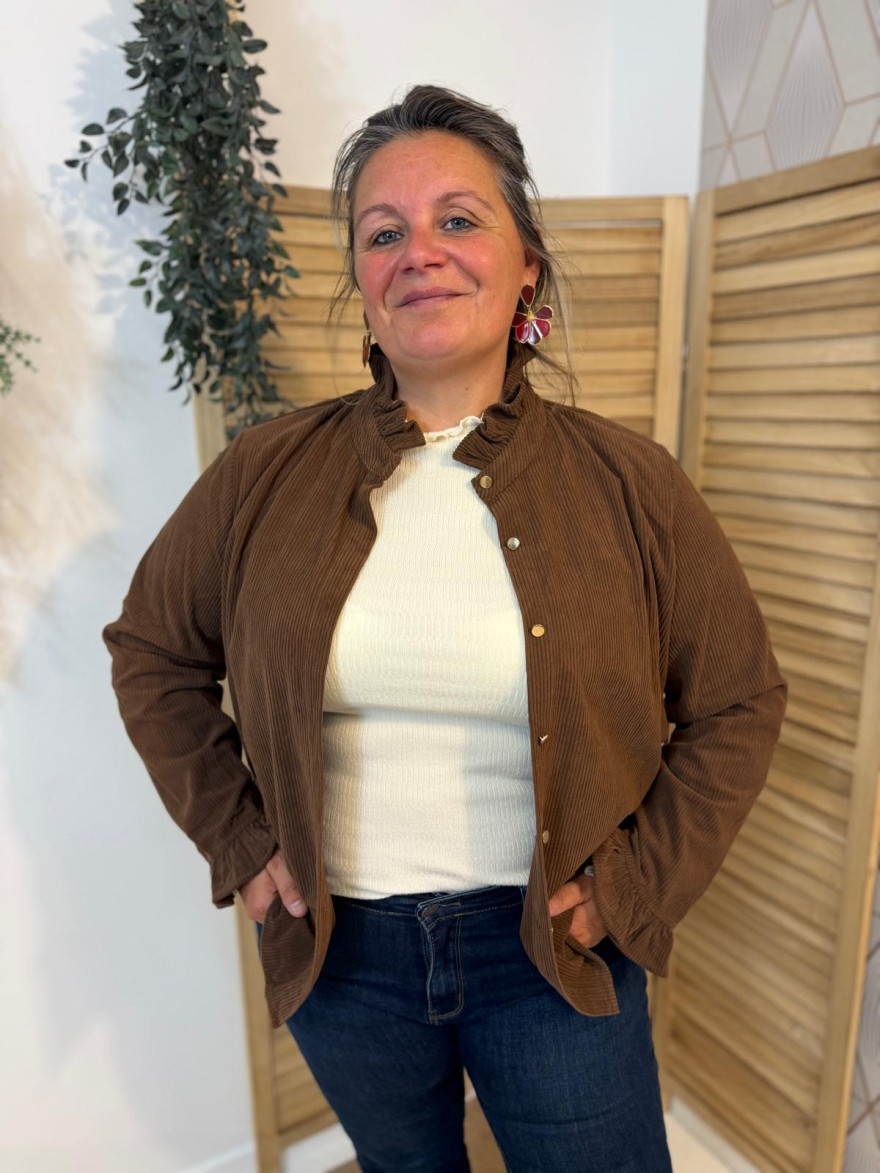 Surchemise Marron By One Velours Côtelé Grande Taille | Marina & Paloma